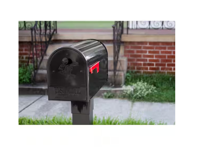Black Large Outback Double Door Post Mount Mailbox Steel Mount Brass Mailboxes gallery