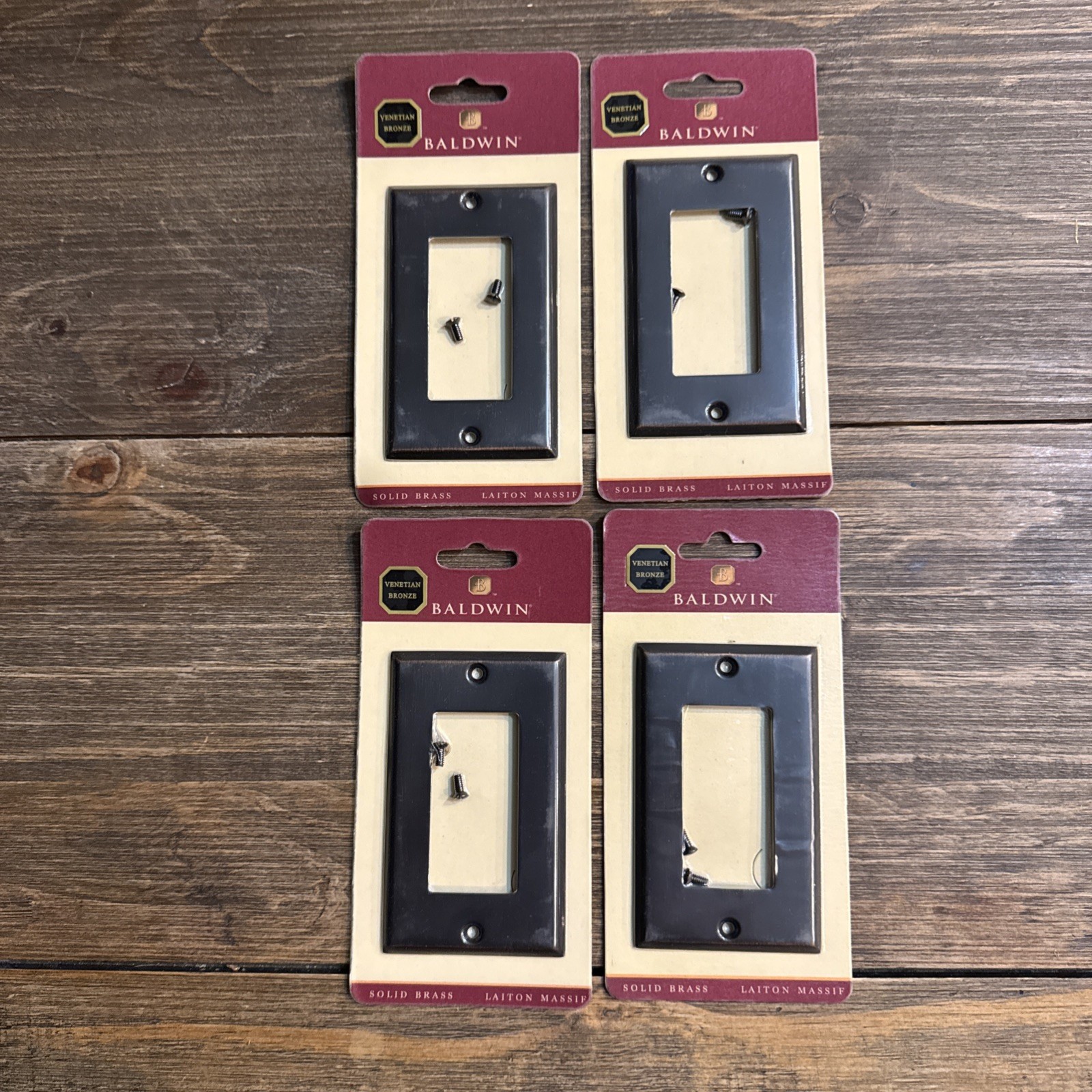 Baldwin Solid Brass Venetian Bronze Switch Plate Cover Rocker Single Lot Of 4 gallery