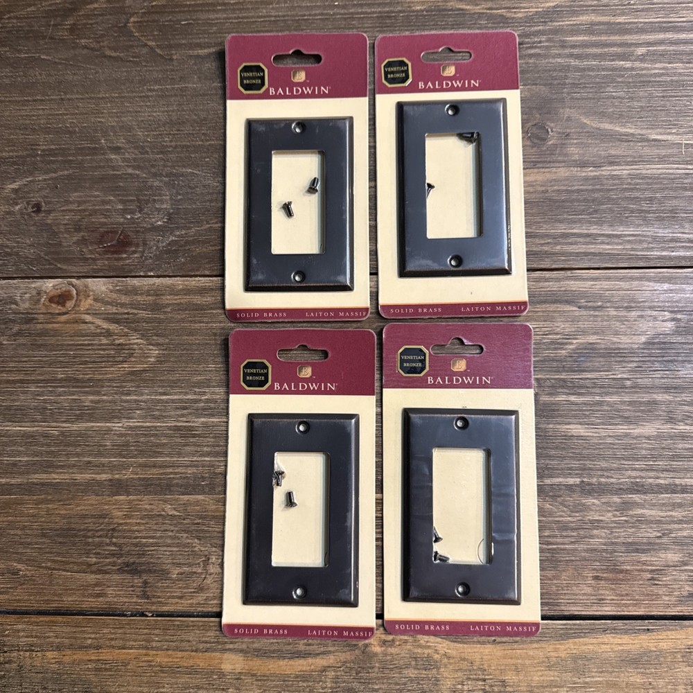 Baldwin Solid Brass Venetian Bronze Switch Plate Cover Rocker Single Lot Of 4