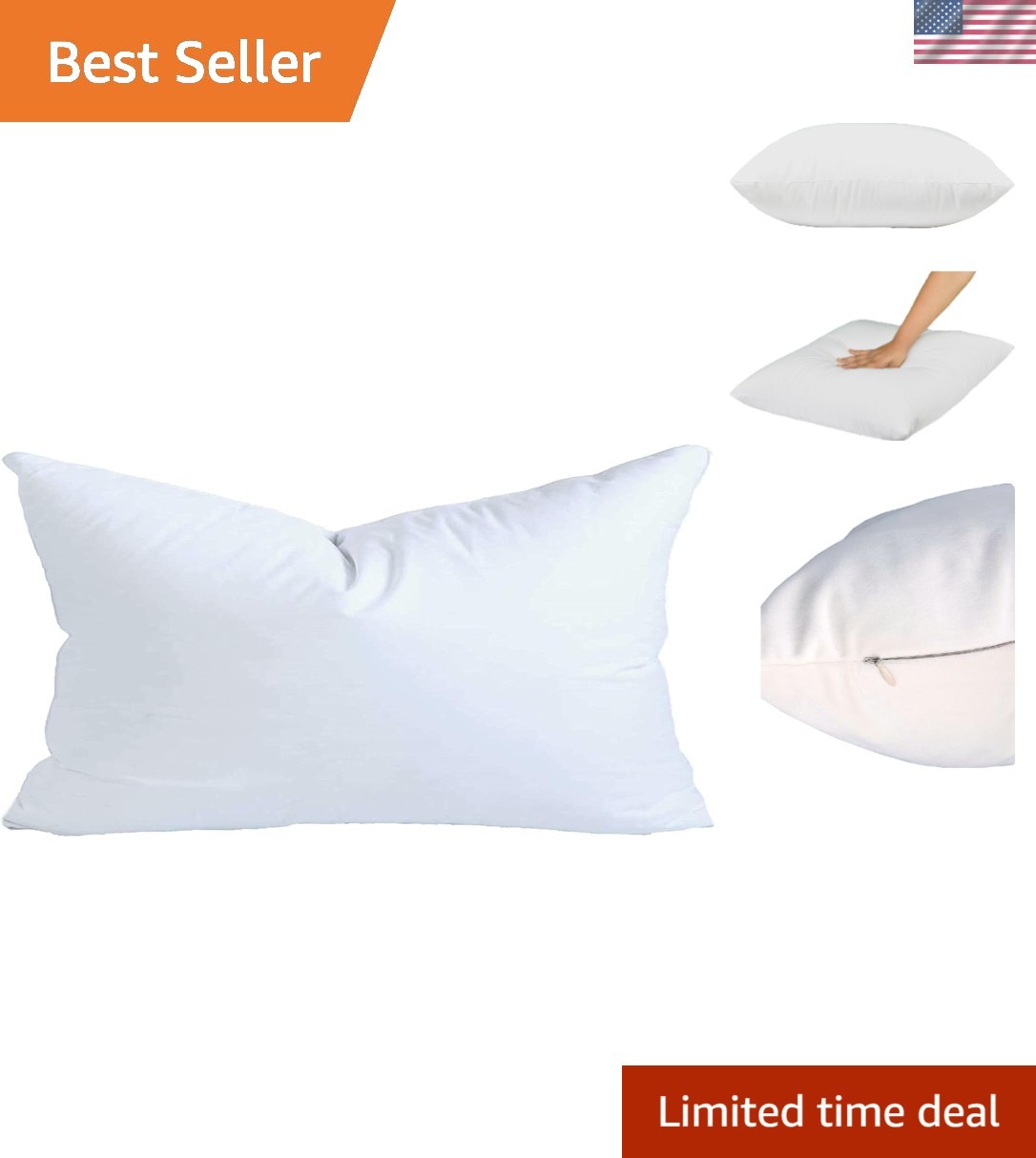 14x20 Inch Synthetic Down Alternative Rectangle Pillow Insert Form Stuffer fo... gallery