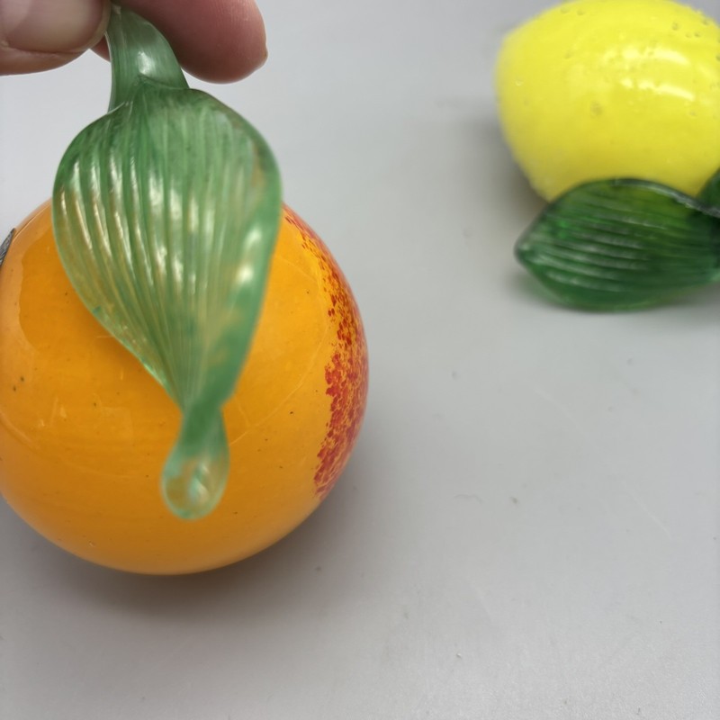 Czech Republic Blown Glass Fruit Speckled Peach And Lemon gallery