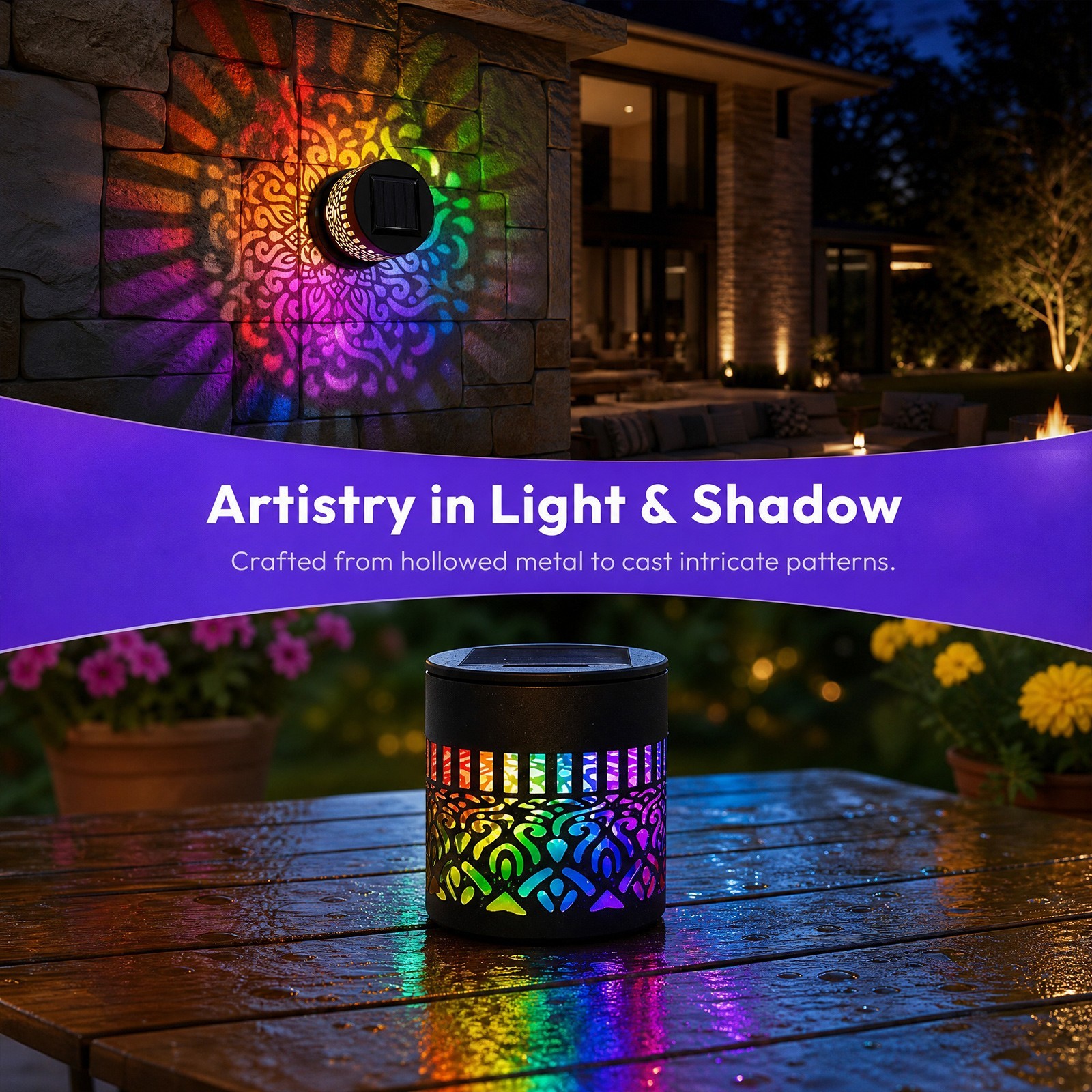 Color Changing Solar Mandala Projection Outdoor Decor Lights gallery