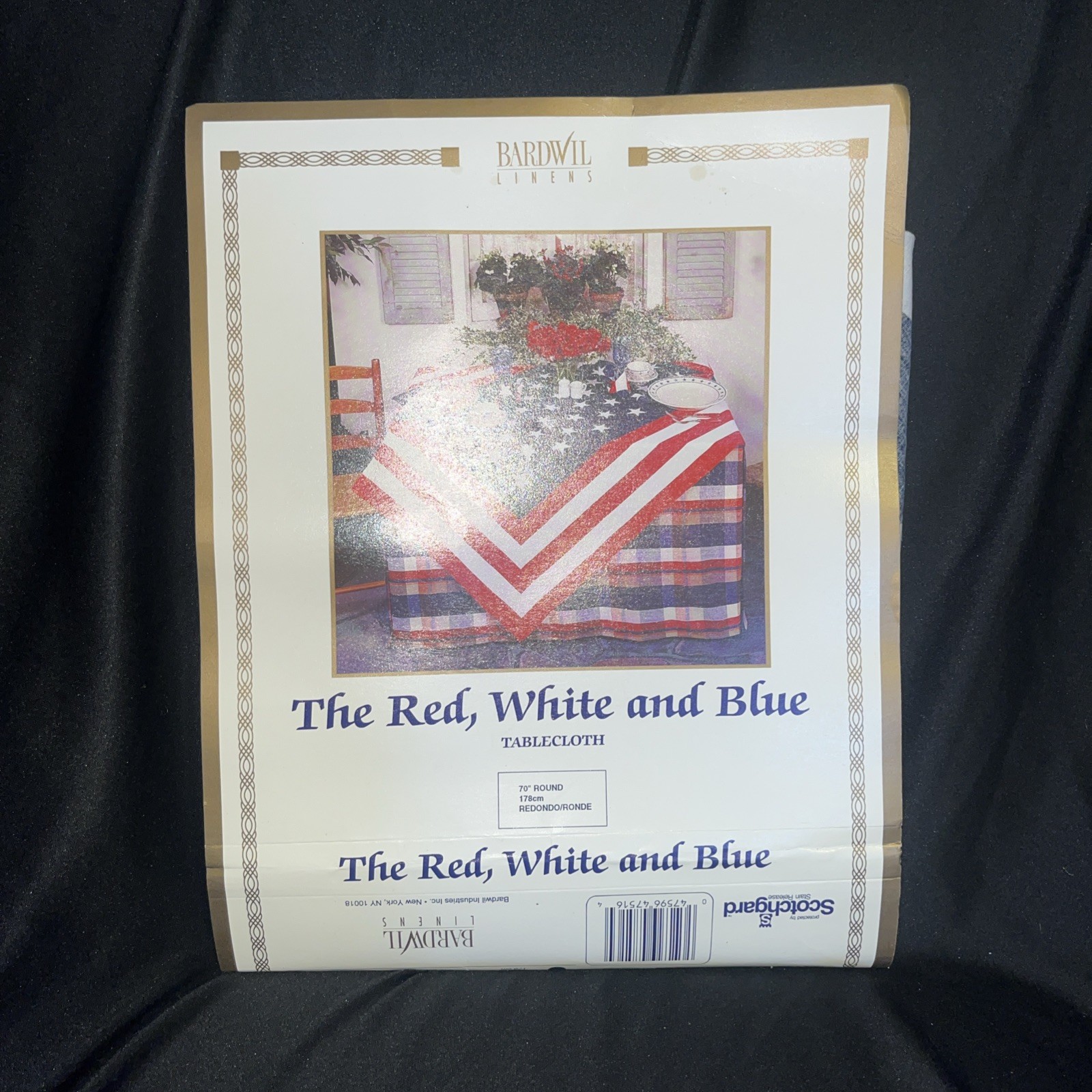July 4th Red White & Blue Stars & Stripes 70" Round Bardwil Linens Tablecloth gallery