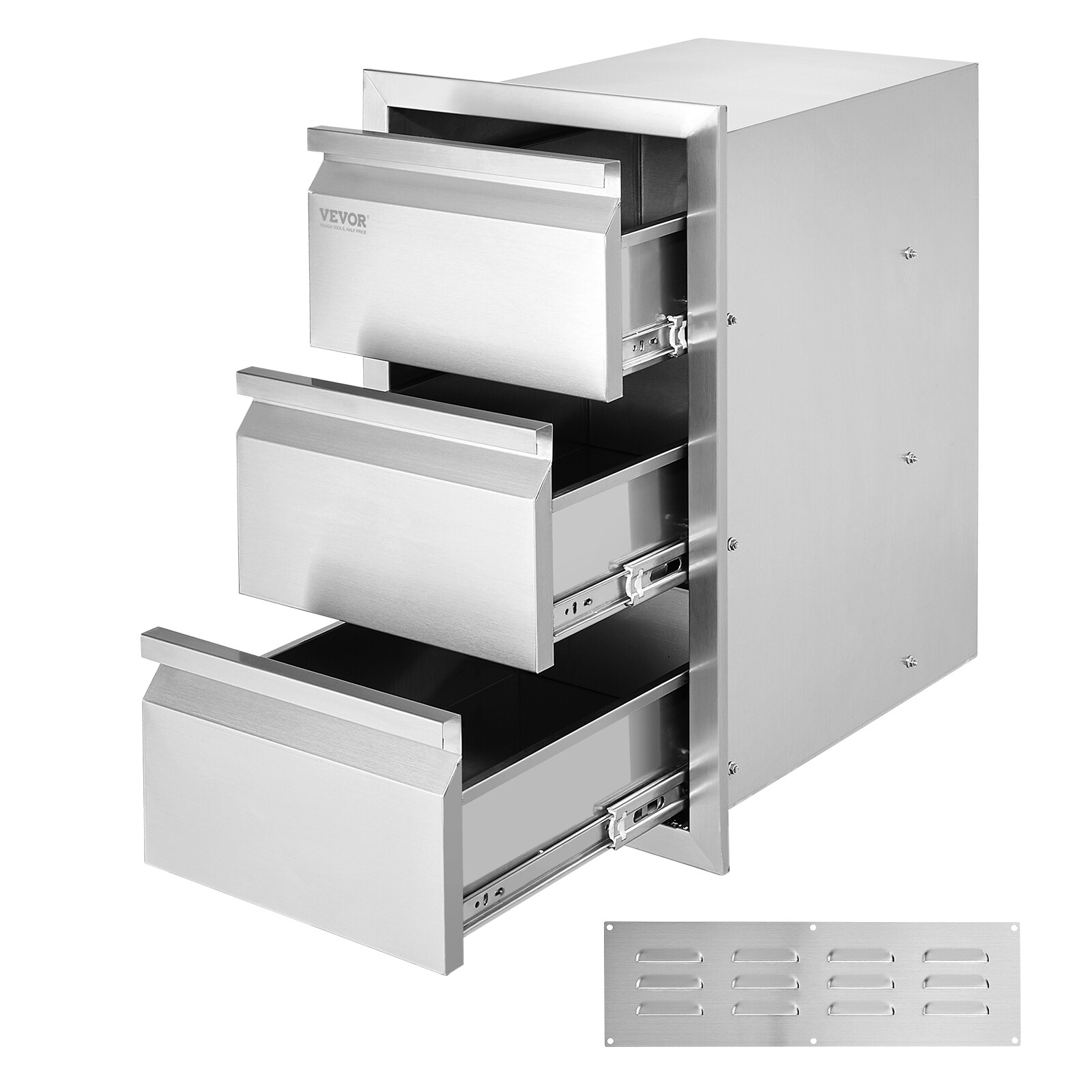VEVOR Outdoor Kitchen Drawer Stainless Steel 15X25in Triple Access Drawer gallery