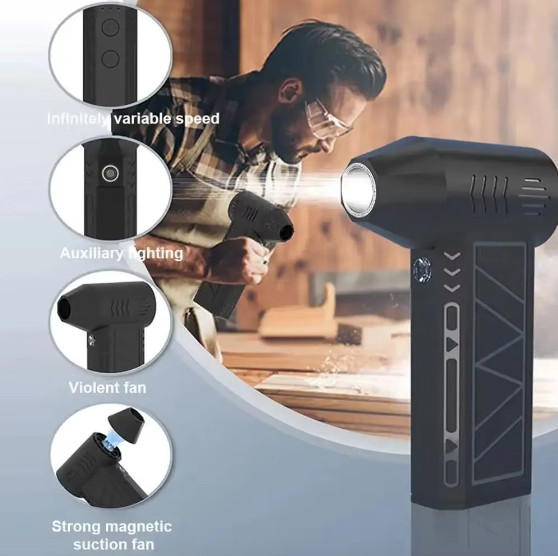 Compressed Air Duster Mini Blower with LED Light, 130,000 RPM, 4 Speed new