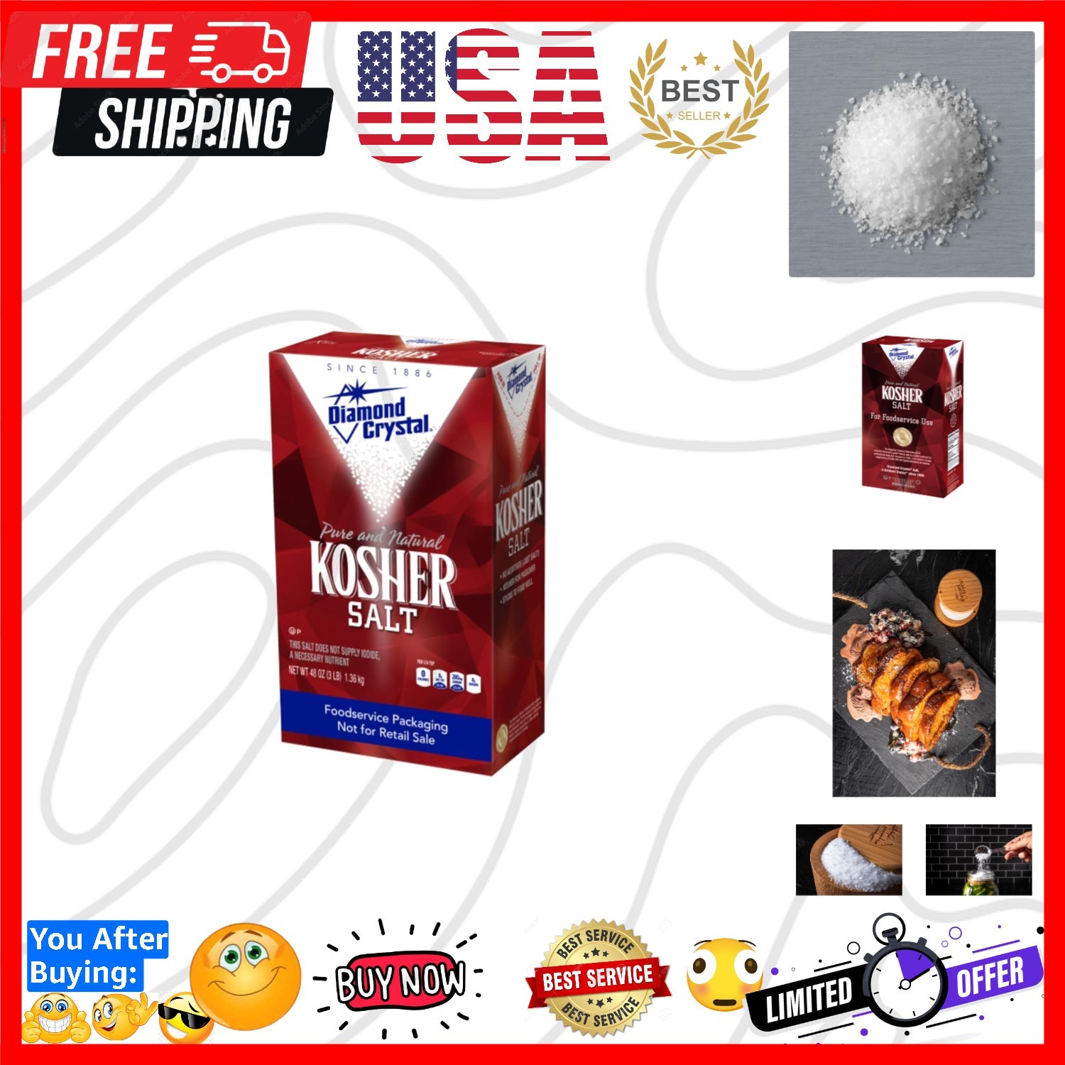 Kosher Salt – Full Flavor, No Additives - Pure and Natural Since 1886 Restaur... gallery