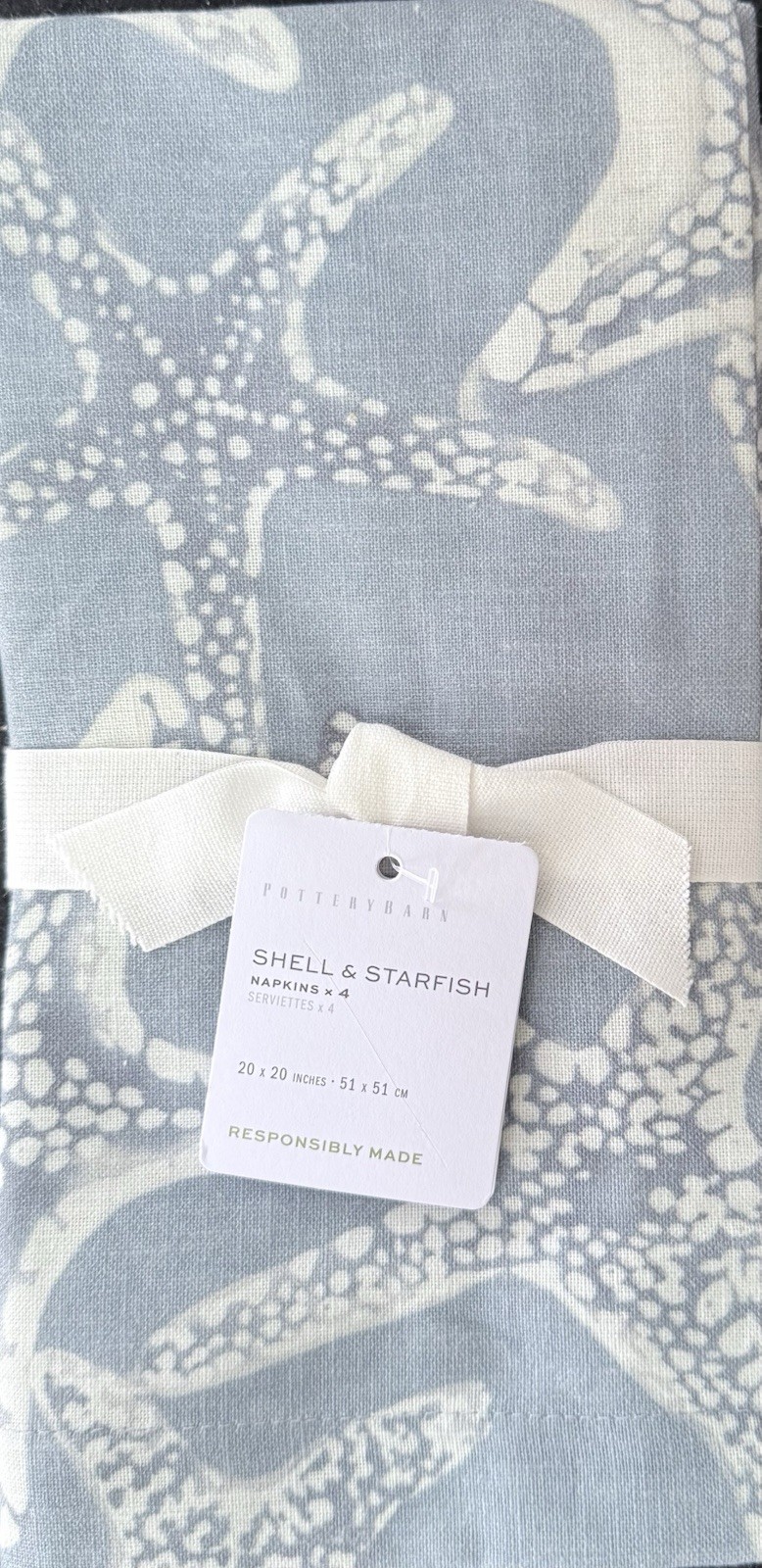 Pottery Barn Shell & Starfish Mixed Cotton Napkins Set/4 gallery