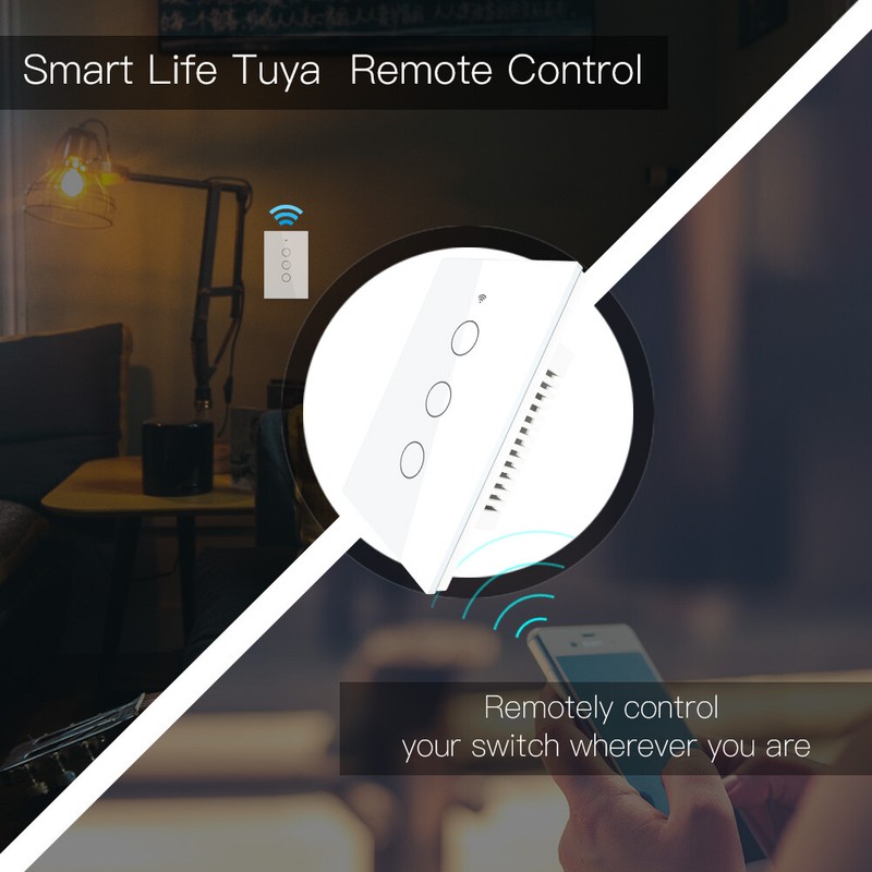MOES WiFi Smart Light Switch Wall Touch Glass Panel Timer RF433 Alexa Google APP gallery