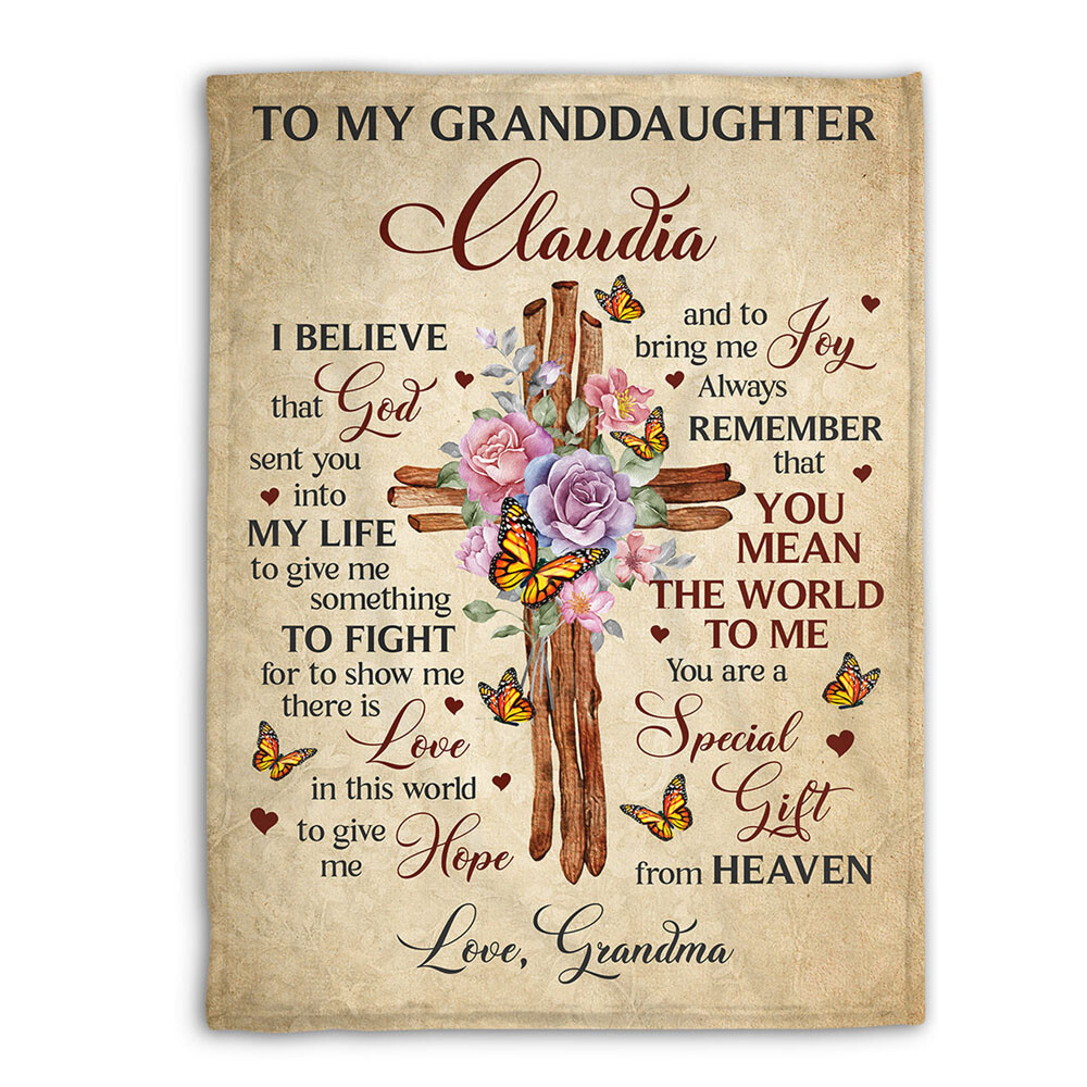 Fancy Floral Cross Fleece Blanket For Granddaughter You Are A Special Gift From gallery