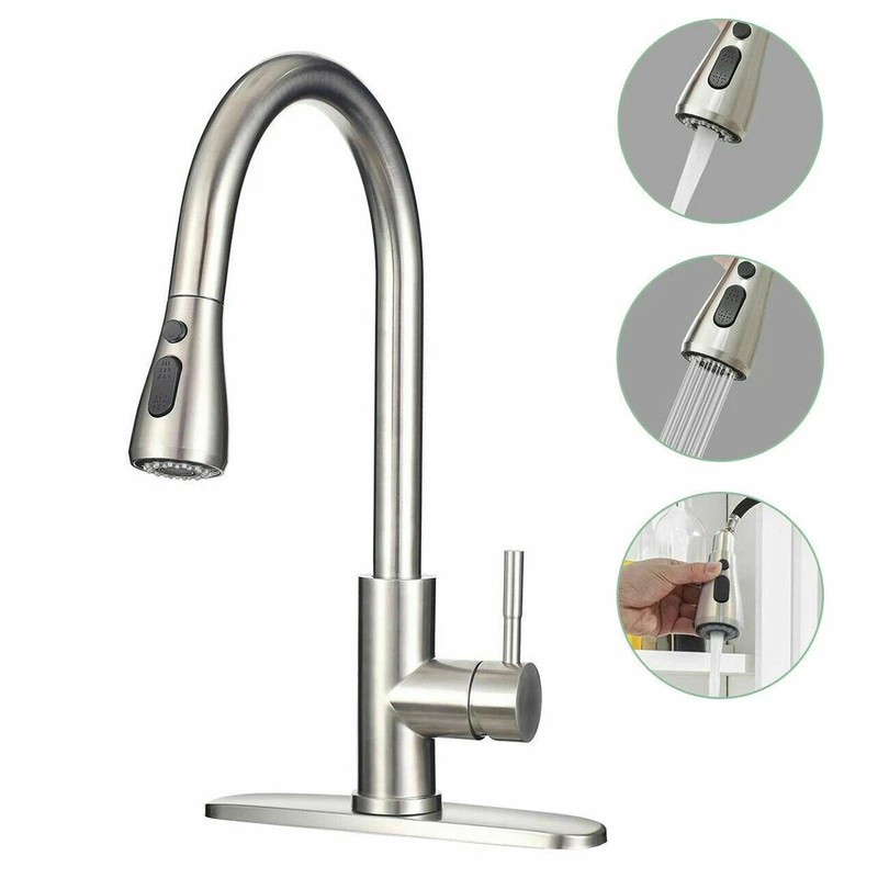 Kitchen Faucet with Pull Down Sprayer Multitask Mode Single Handle High Arc Pull gallery