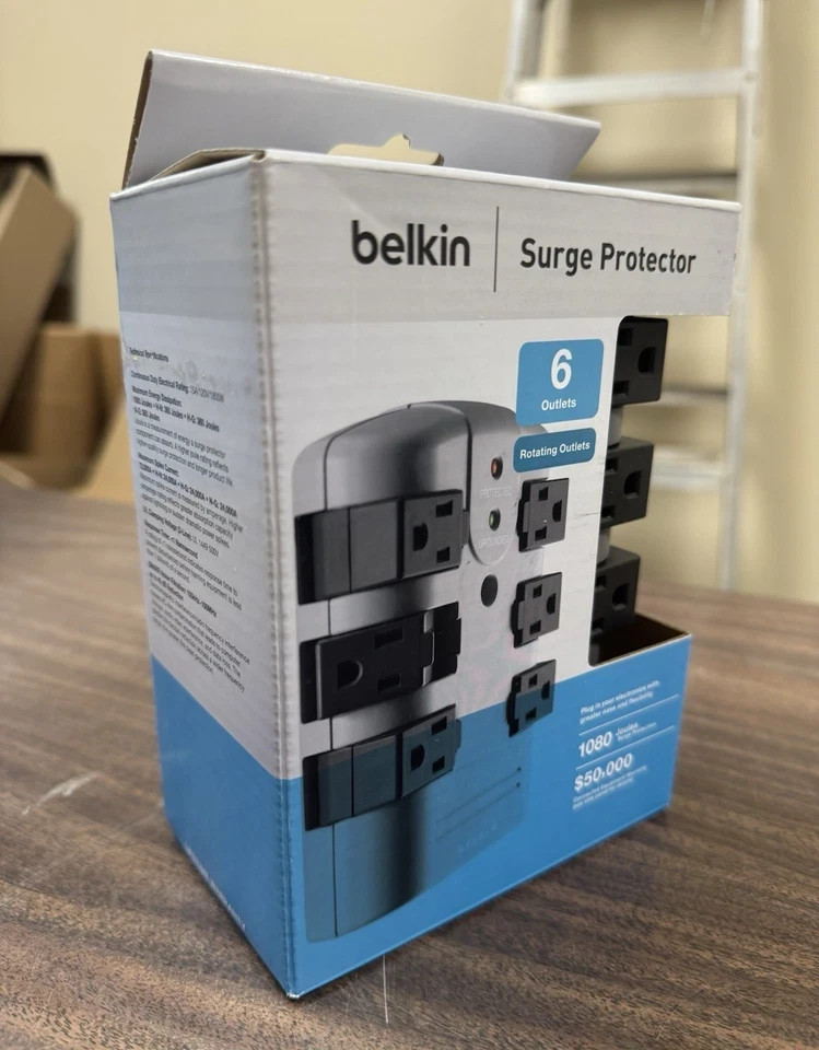 Belkin 6-Outlet Rotating Pivot-Plug Surge Protector 1080J Gray/Black gallery