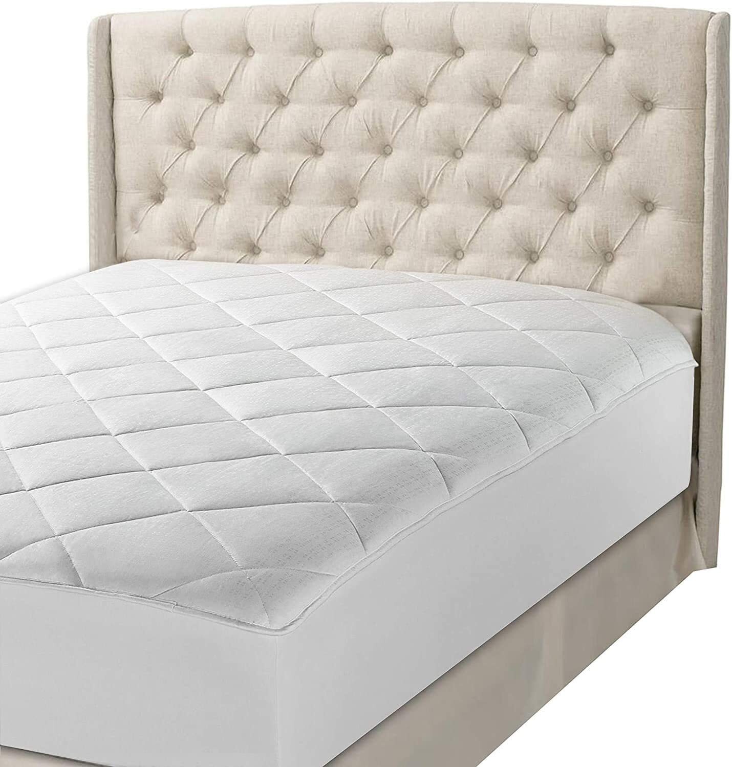 Maxi 100% Cotton Breathable Down Alternative Mattress Pad - White gallery