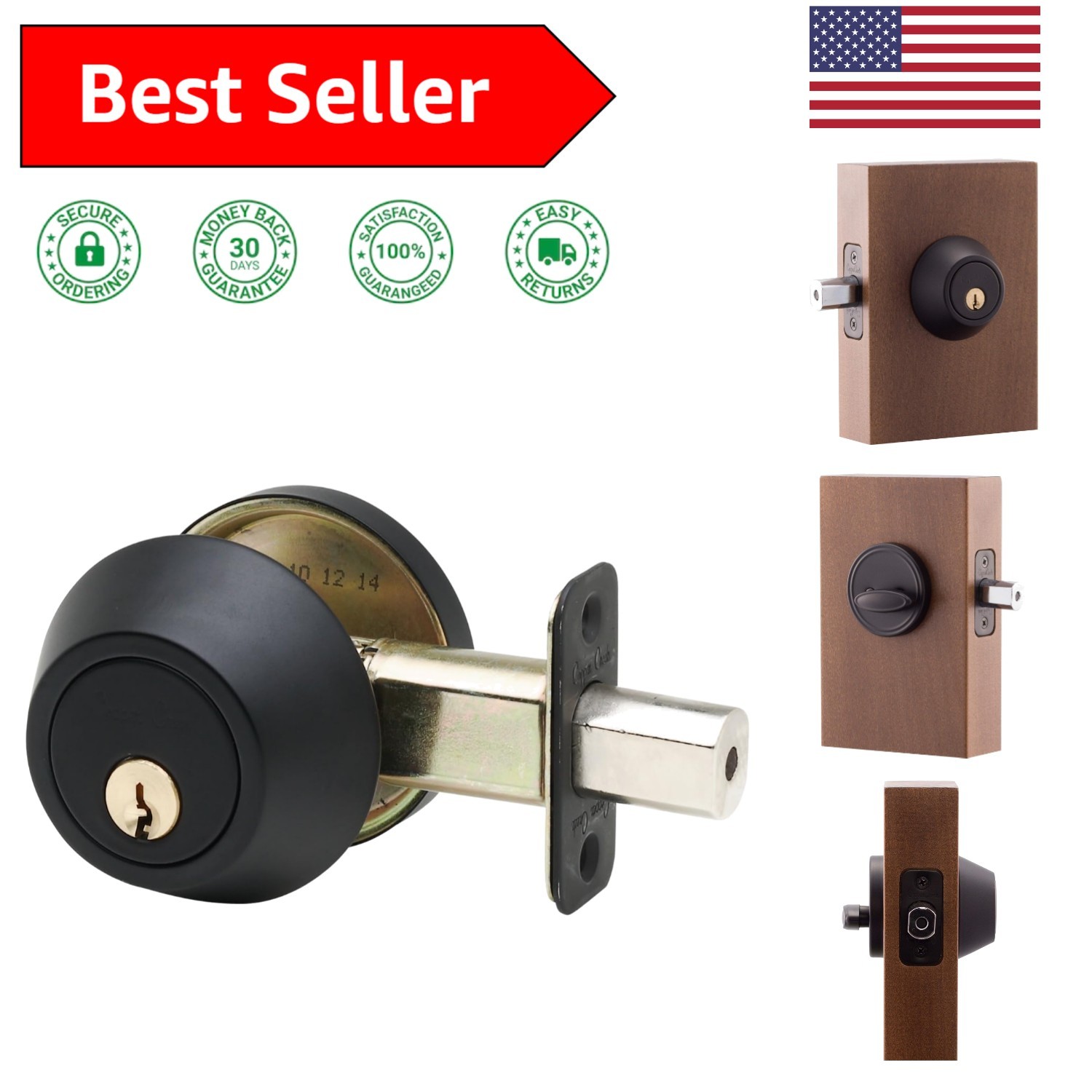 High-Quality Black Final Lock – ANSI Grade-3 Deadbolt for Entry & Garage Doors gallery