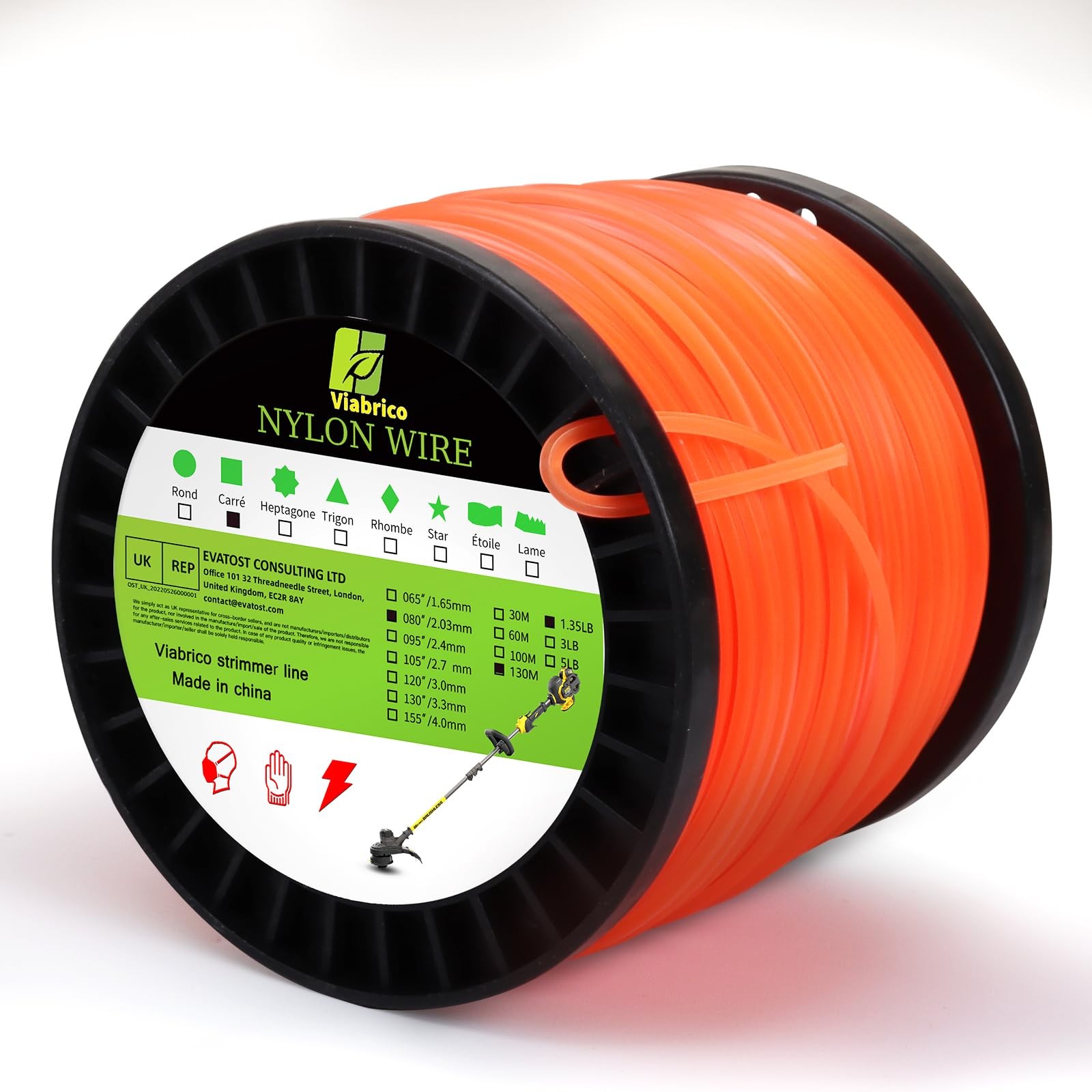 080 Inch Trimmer Line, 0.080" Weed Wacker Eater String, Commercial Grade Square gallery