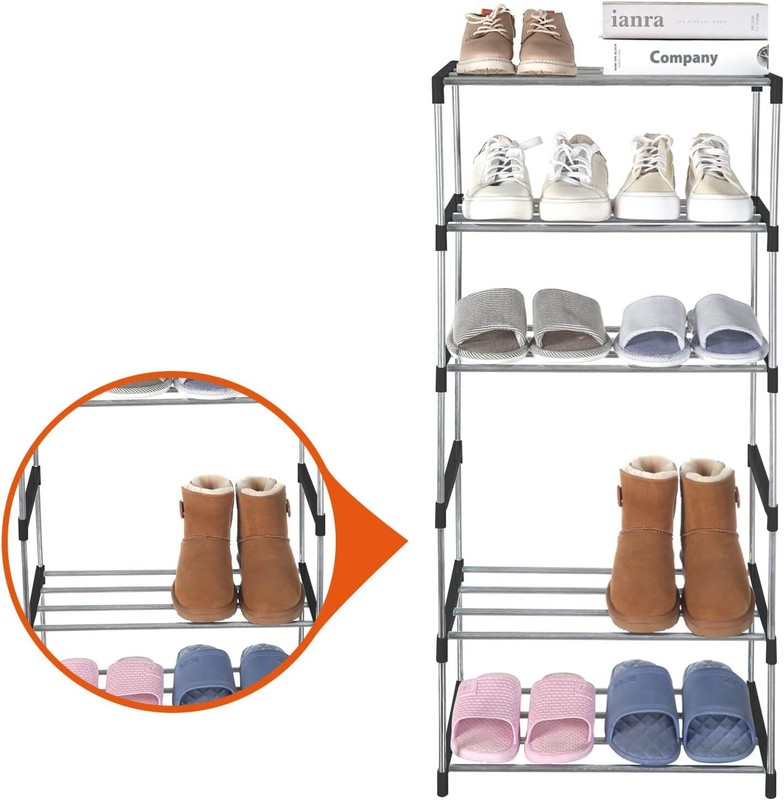 Small Shoe Rack, Narrow Stackable Shoe Shelf Organizer for Entryway, Doorway and gallery