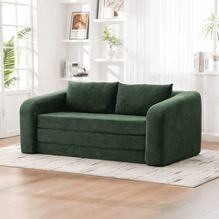 71″ 2-in-1 Pull Out Foldable Loveseat Sofa Bed with Armrest & Backrest Pillows,
