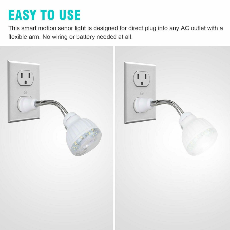 LED Motion-Activated Sensor Night Light AC Outlet Plug-In Wall Stair Lamp Indoor gallery