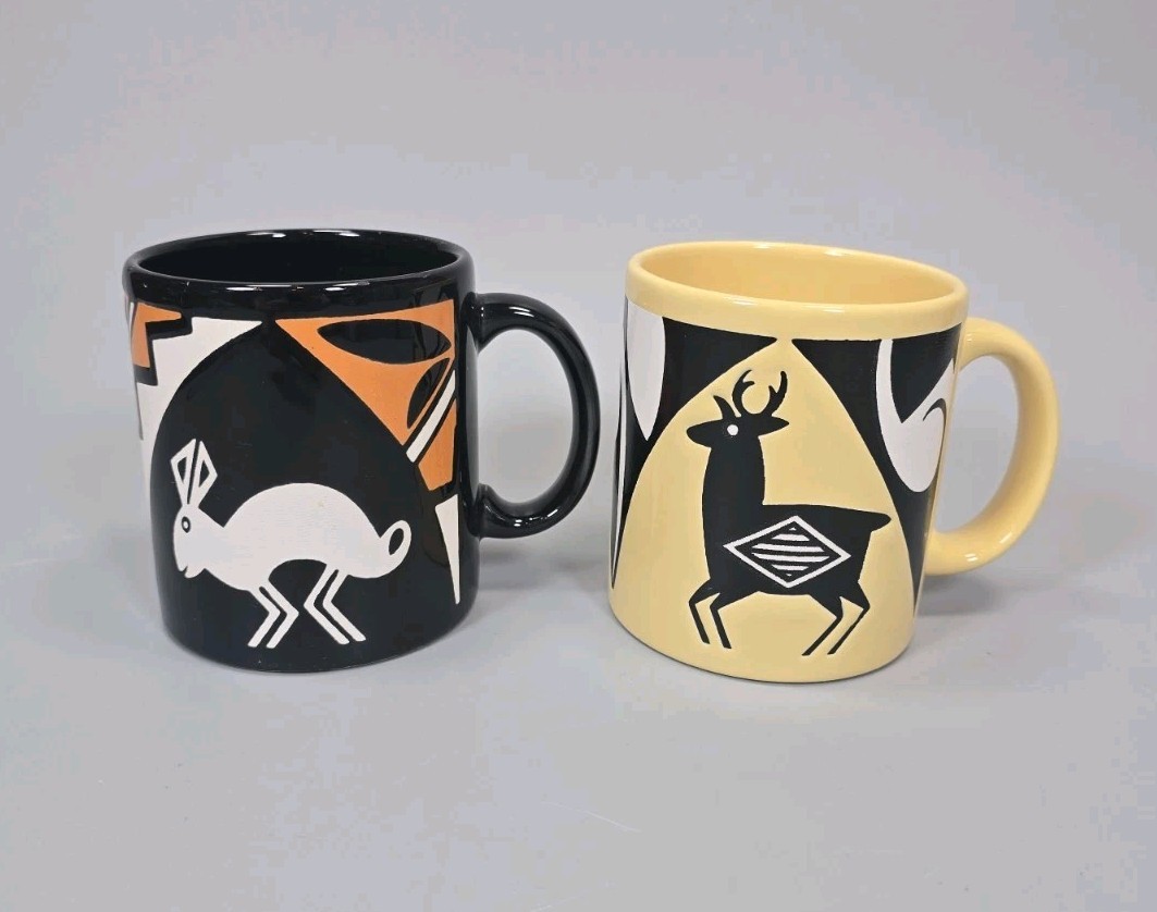*read* SET OF 2 Waechtersbach Spain Southwest Style Mugs Deer And Rabbit Hare gallery
