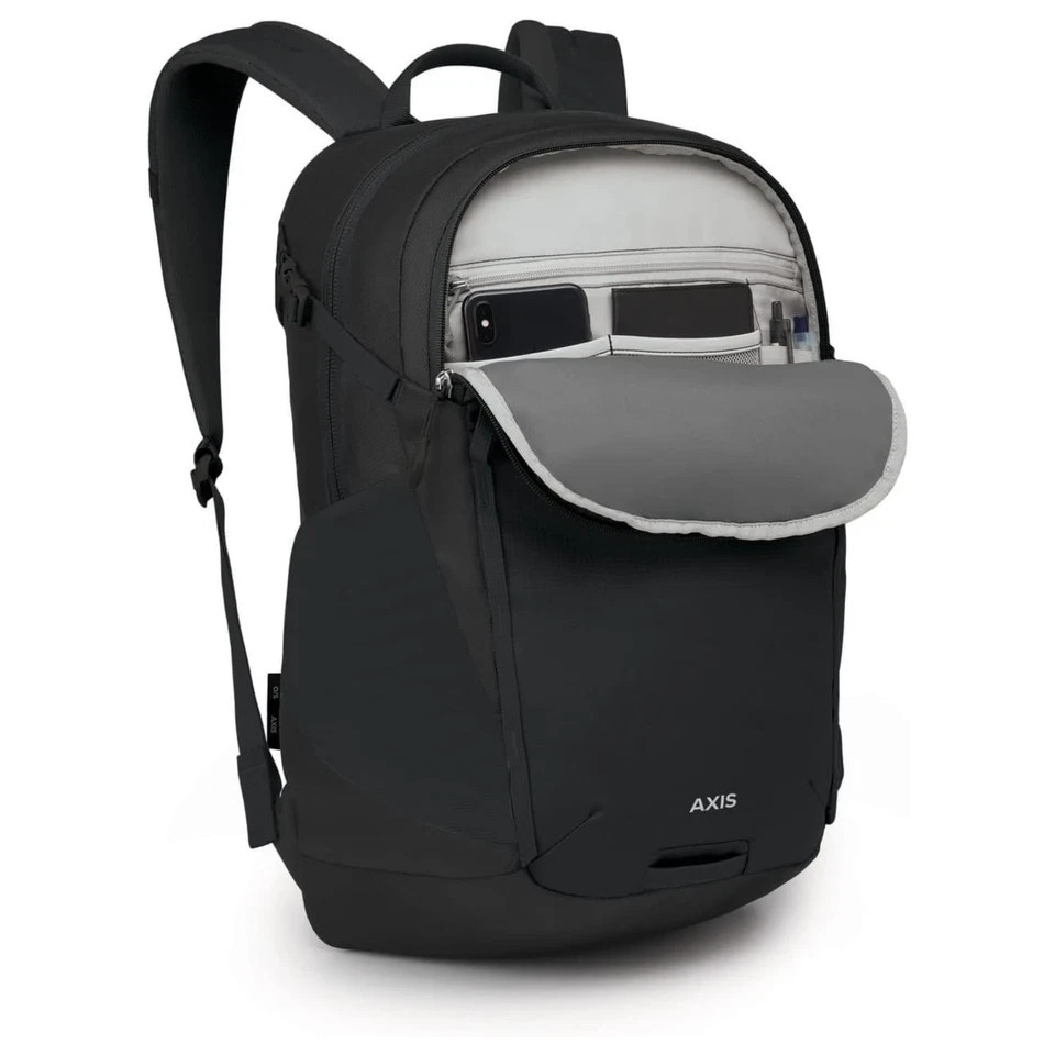 Osprey Axis Backpack , all Black Authentic Laptop commuter pack NWT *NO LOGOS* 4