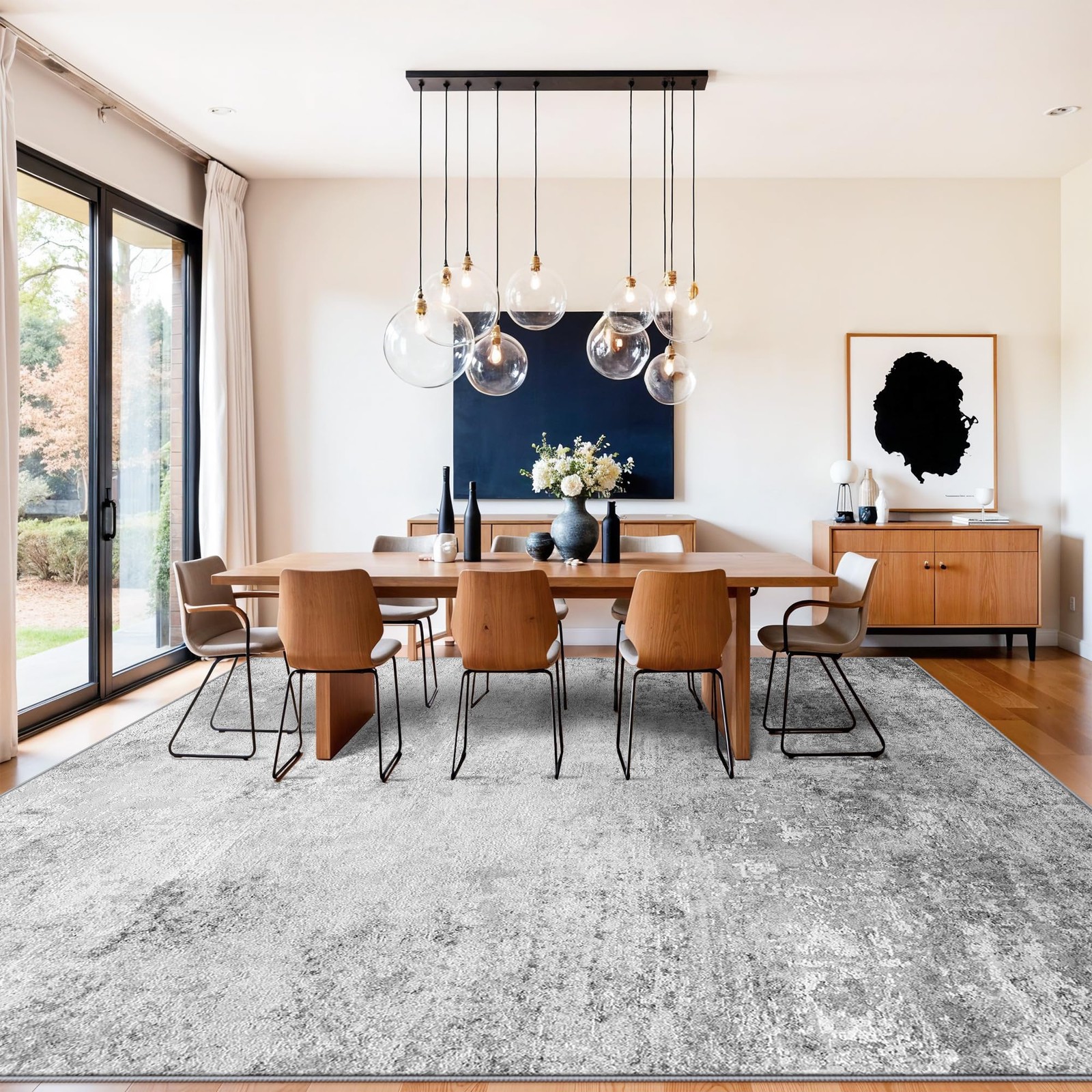Area Rug 10ft x Square Non Slip Washable Grey RUUGME Abstract 10x10 Rugs Carpet gallery