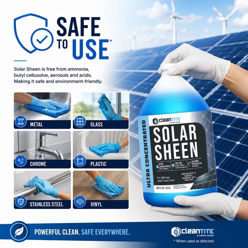 CLEANTITE Solar Panel Cleaner 1 Gallon (Makes 512 G) - 128 Fl Oz (Pack of 1) gallery