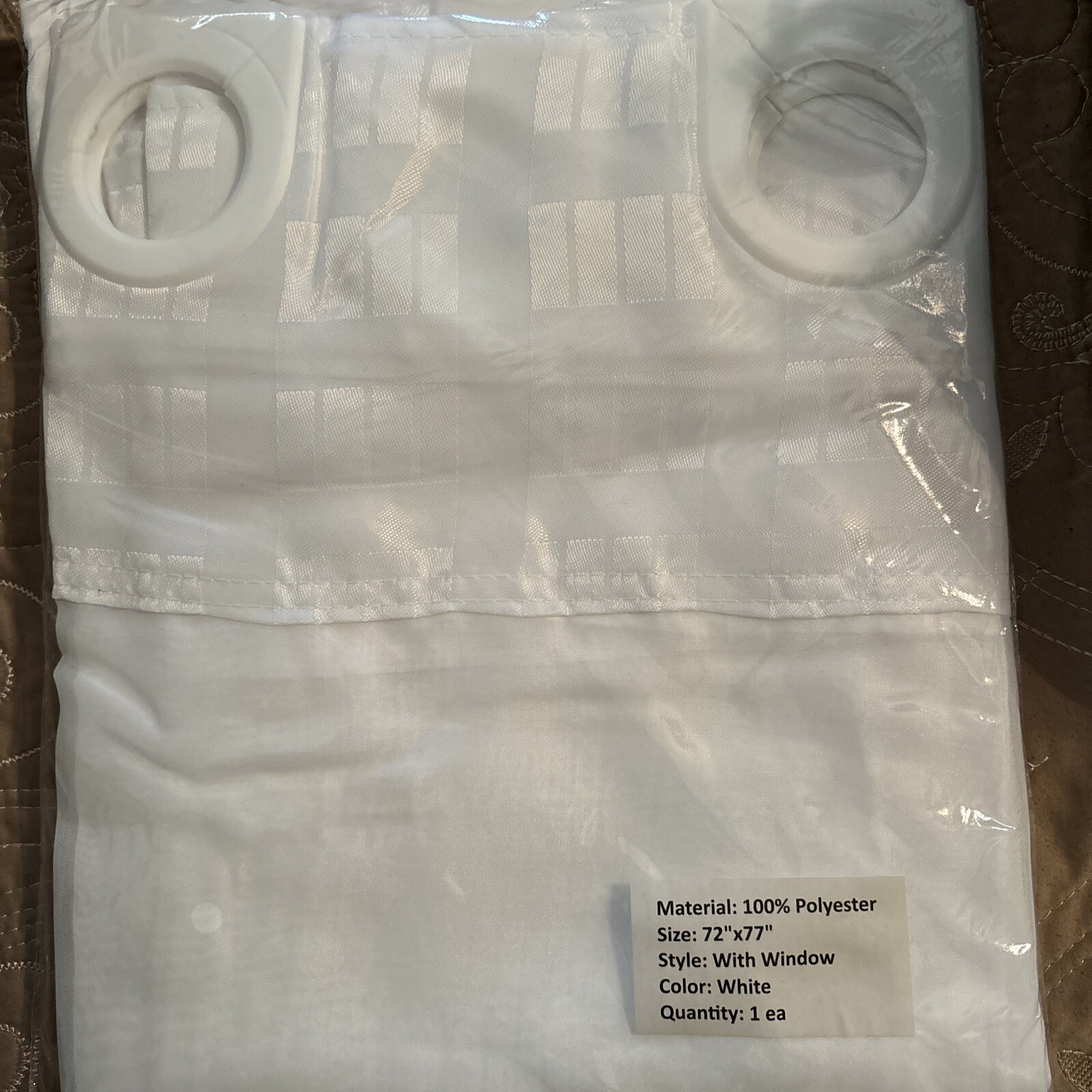 Shower Curtain - Hookless Madison White - White/Shear Window 71" x 77" gallery