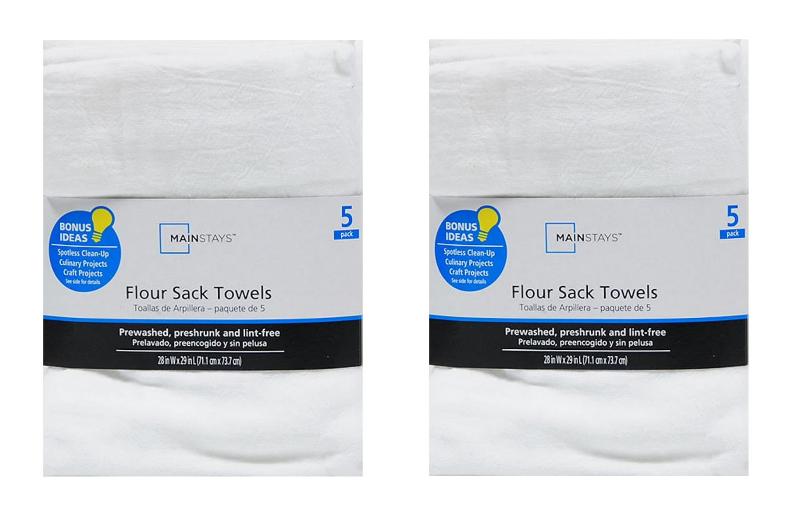 Mainstays White Flour Sack Kitchen Towel Set, 5-Piece pack of 2 gallery