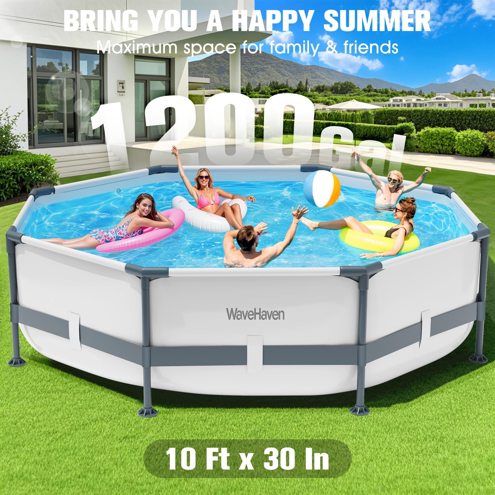 Above Ground Pool 10ft x 30in Frame Deep Swimming Pool,Round Family Pool,Large gallery