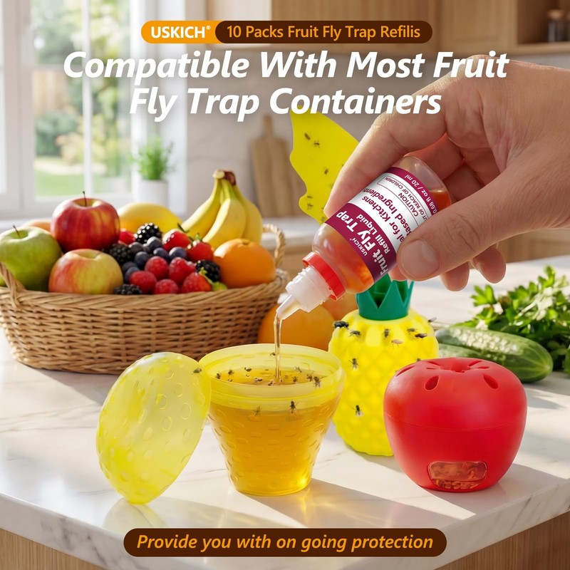 10 Pack Fruit Fly Trap Refill Liquid, 0.68oz/ Bottle, Liquid 10P, yellow gallery