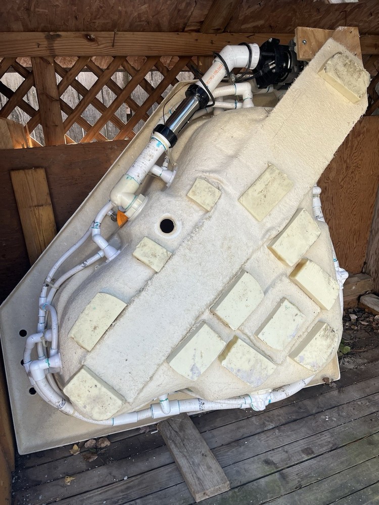 Corner Triangular White Plastic Spa Hot Tub with Jets and Plumbing