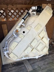 Corner Triangular White Plastic Spa Hot Tub with Jets and Plumbing