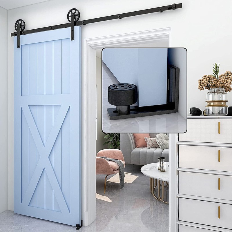 Adjustable Wall Mount Floor Guide with Roller / T-Shape Bottom Floor Guide Black gallery