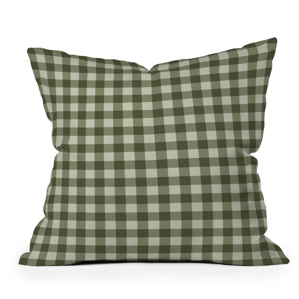 16" x 16" Colour Poems Gingham Pattern Moss Outdoor Throw Pillow Green gallery