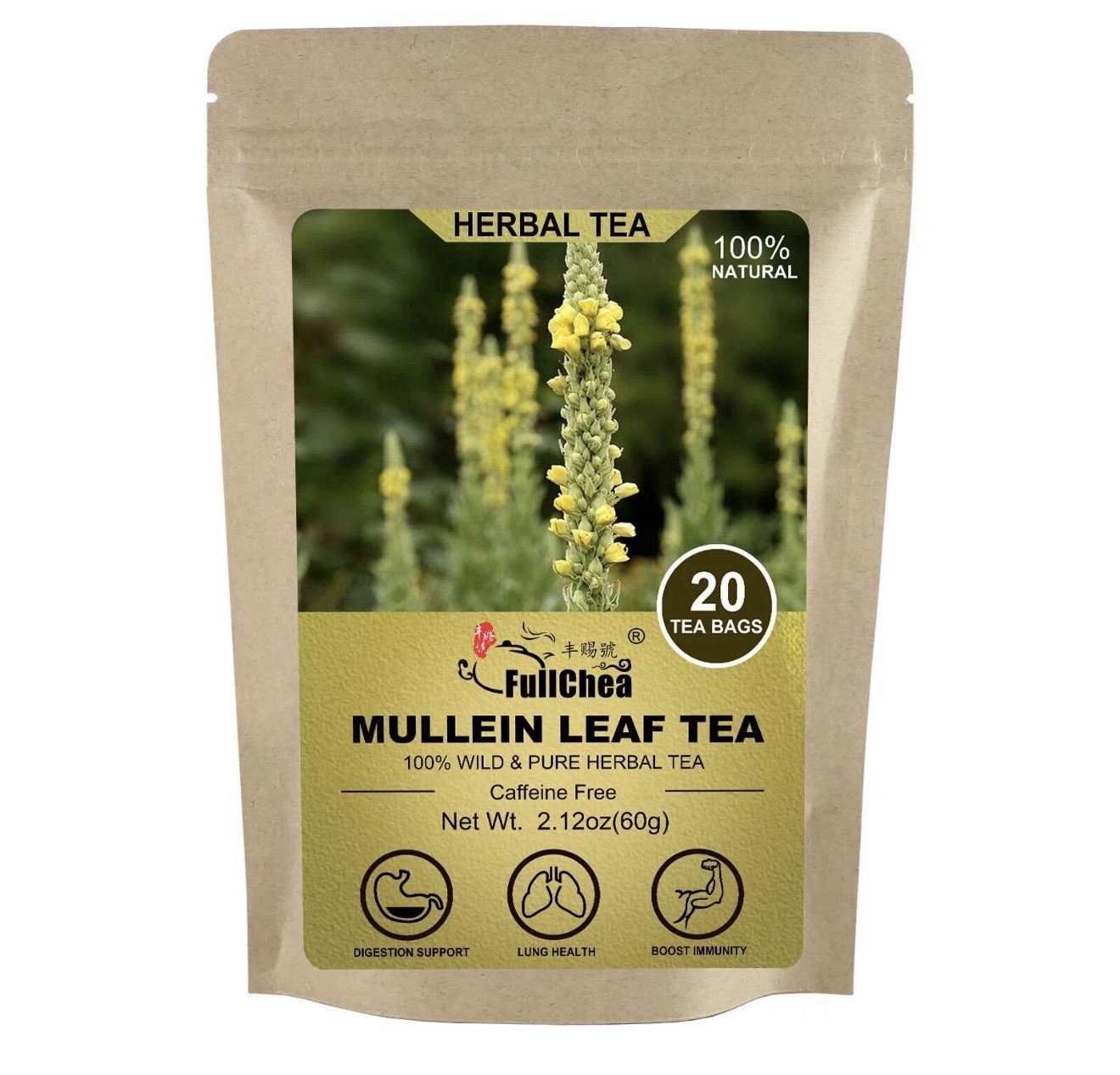 -Mullein Leaf Tea Bags 20 Teabags 3g/bag For Lungs - Non-GMO - Caffeine-free ... gallery