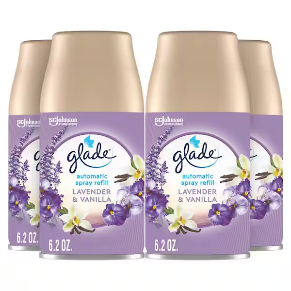 Glade Automatic Spray Refill Air Freshener for Home and Bathroom 6.2 Oz 4 Count.