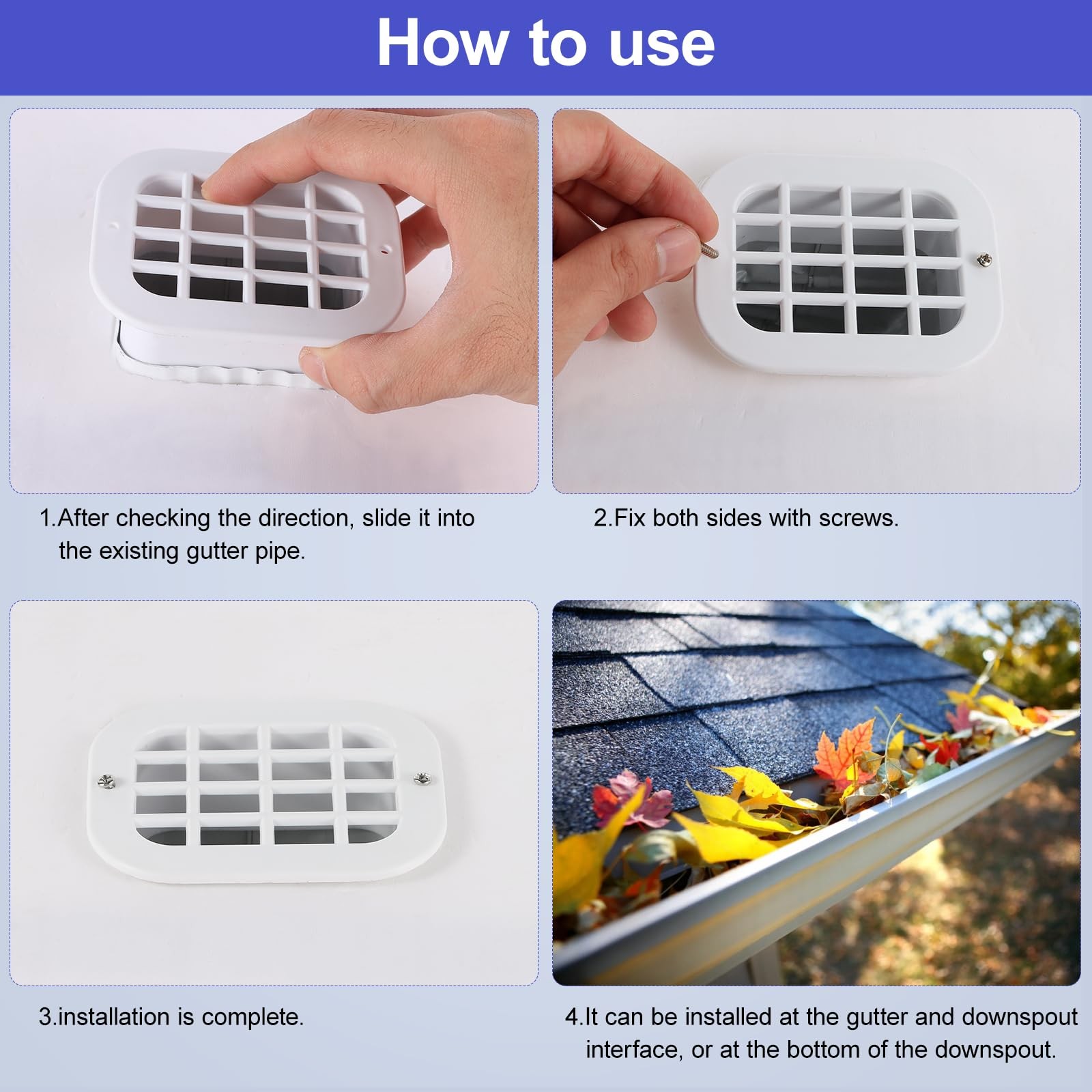 VYH 3" x 4" rain Gutter downspout Drop Outlet with Filter, for K Style White gallery