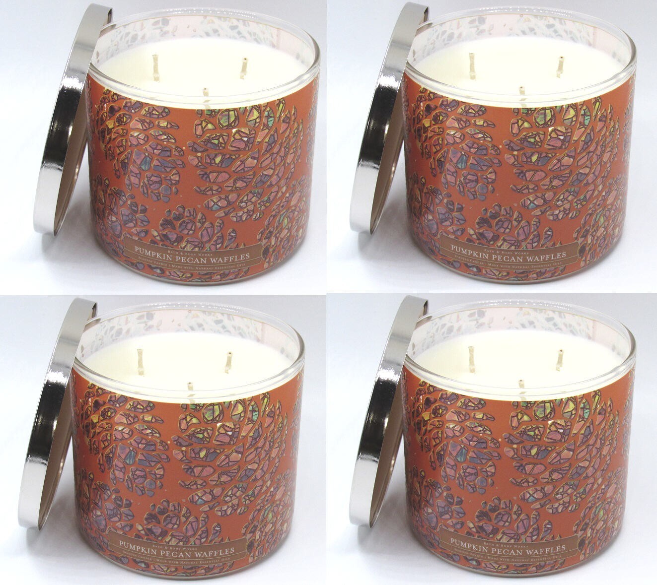 BATH & BODY WORKS PUMPKIN PECAN WAFFLES 3-WICK SCENTED CANDLE (LOT OF 4 PCS) gallery