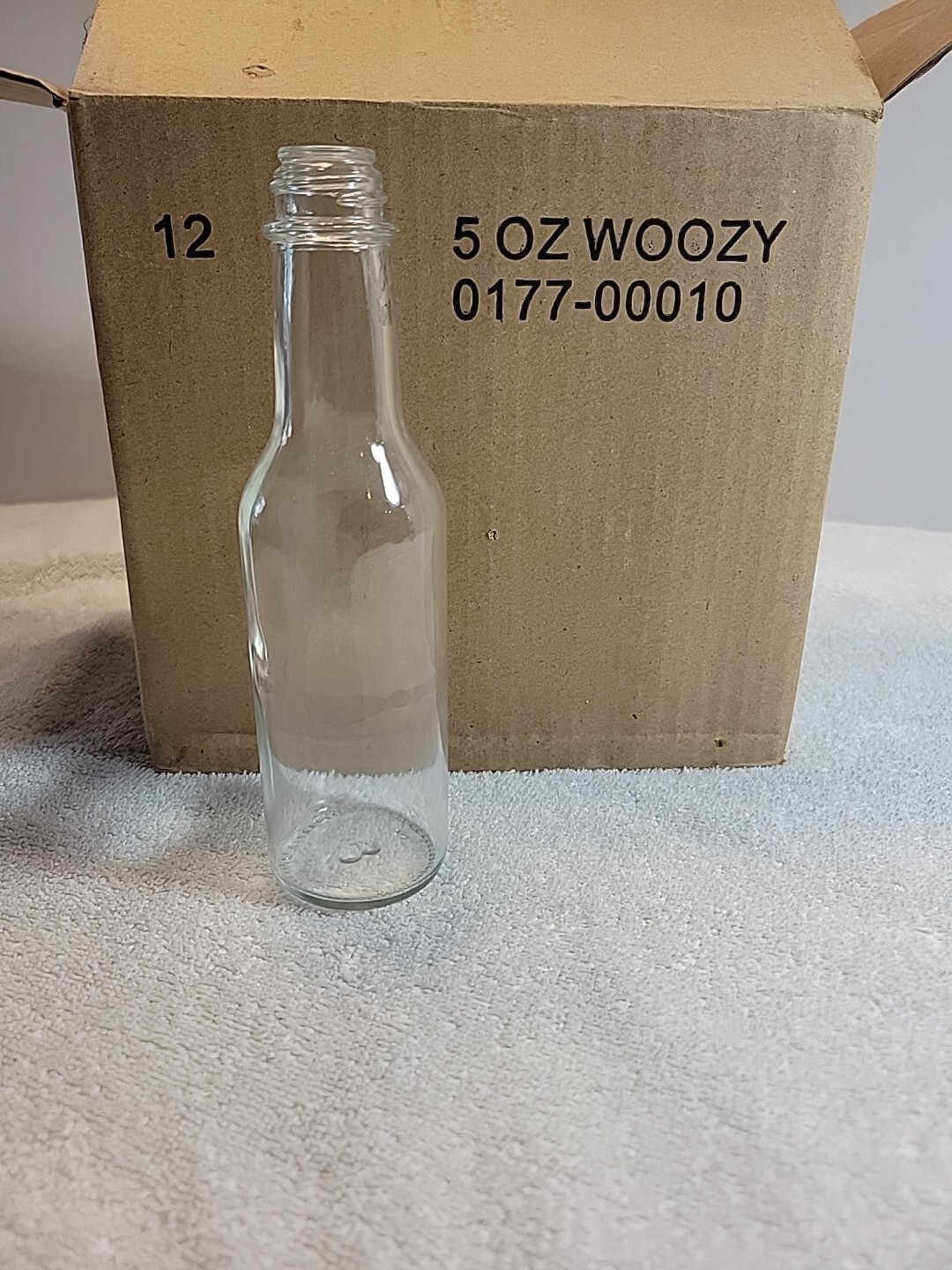 12 Pack 5oz Clear Empty Glass Small Hot Sauce Woozy Bottles NO Caps included gallery