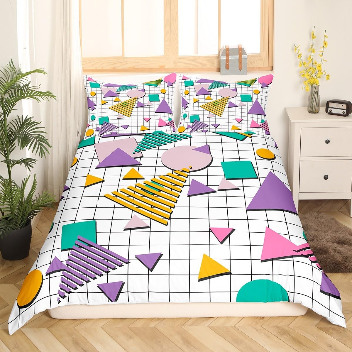 80s 90s Memphis Bedding Set Full Size Memphis Geometric Comforter Cover Set f... gallery