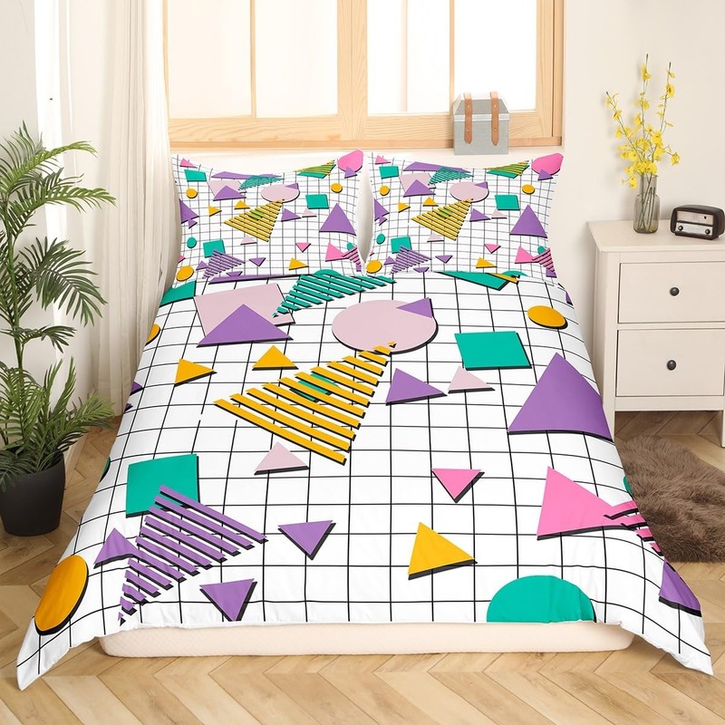 80s 90s Memphis Bedding Set Full Size Memphis Geometric Comforter Cover Set f... gallery