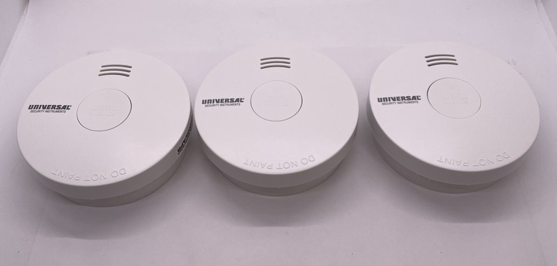 3 Pack Universal Security Instruments 10-Year Smoke Fire Alarm *Missing 1 Plate* gallery