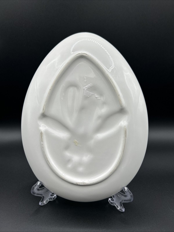 Easter-Spring Bunny/Flowers Ceramic Plate Trinket Dish Pastel Green Pink Purple gallery