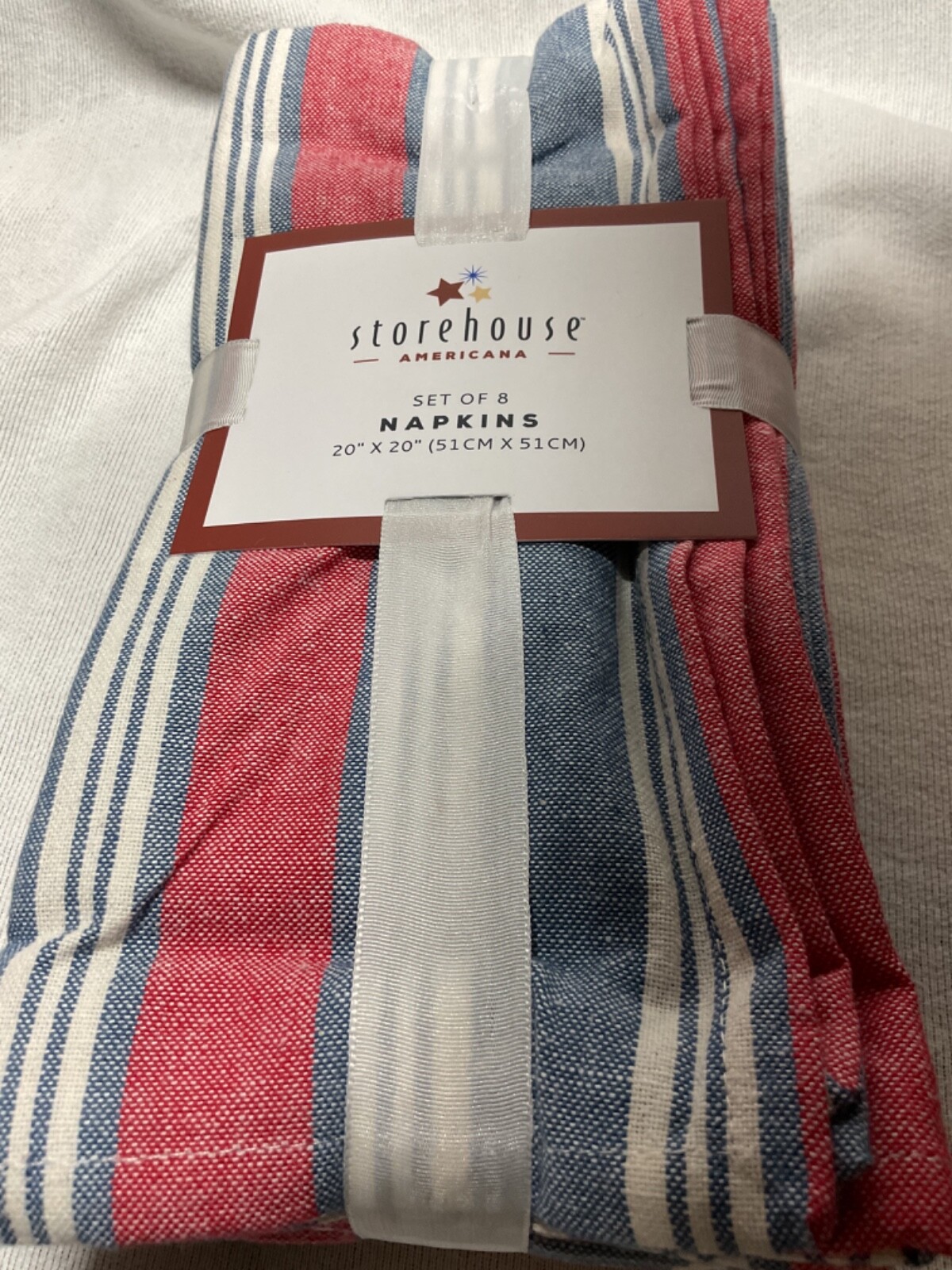 STOREHOUSE NAPKINS (8) RED BLUE WHITE 20 X 20 100% COTTON NWT gallery