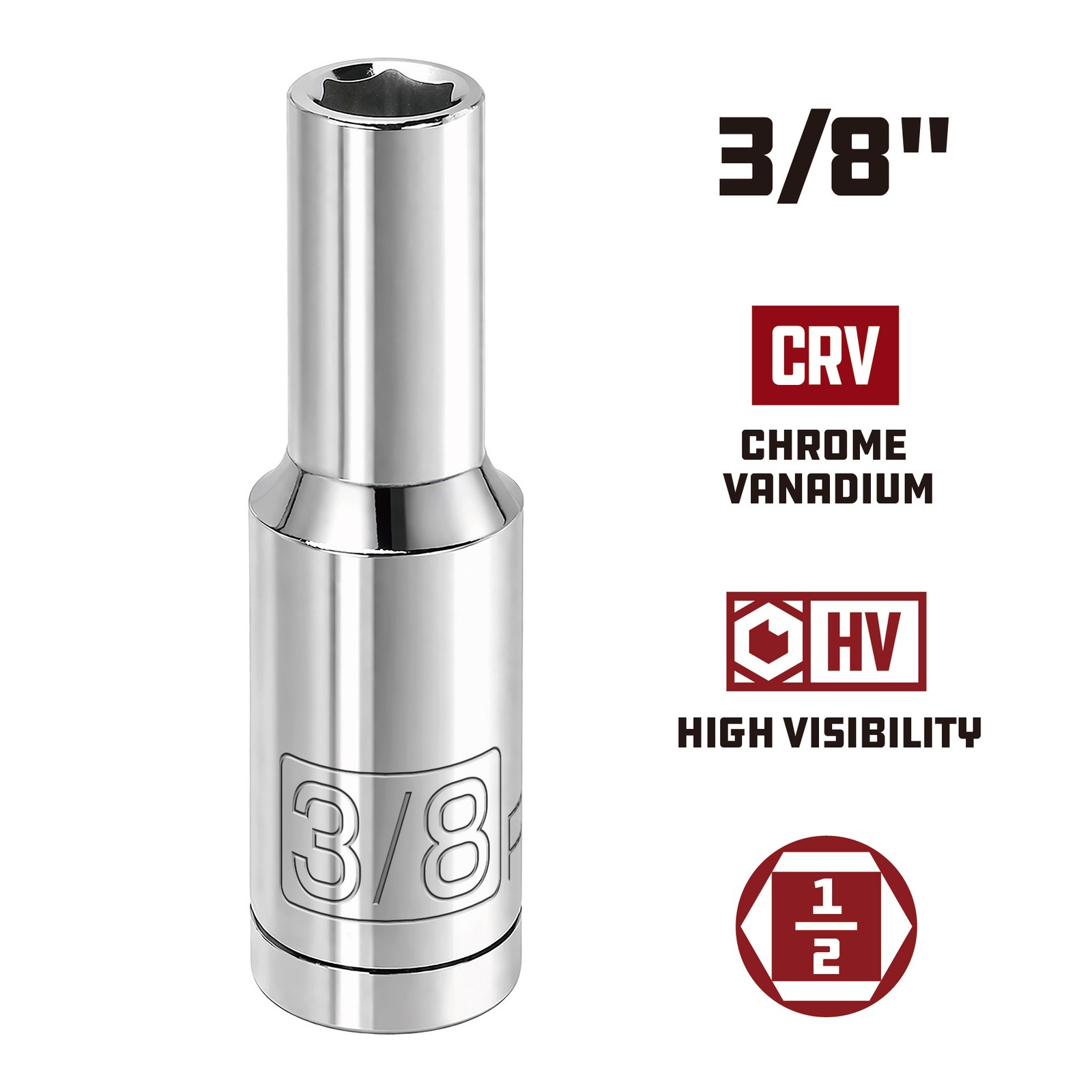 Powerbuilt 1/2 Inch Drive x 3/8 Inch 6 Point Deep Socket - 642324 gallery