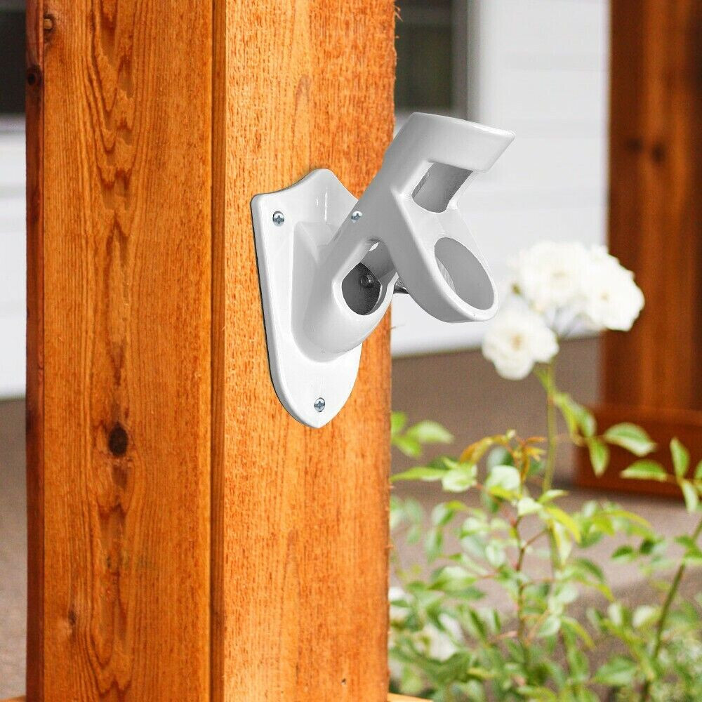 2 Position Flag Pole Bracket White Aluminum Wall Mounted Flag Pole Bracket gallery