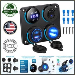 4-in-1 USB C Socket Panel with QC3.0 Charger and Toggle Switch for Boating