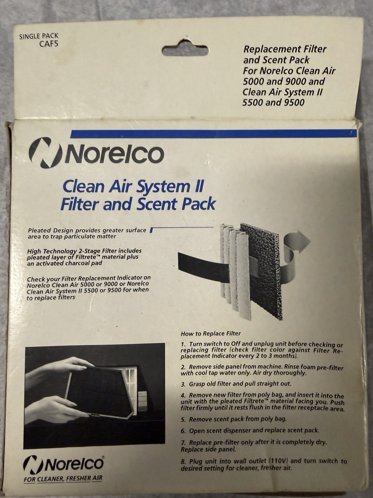 Norelco Clean Air System II Filter & Scent Pack CAF5 Replacement New Sealed gallery
