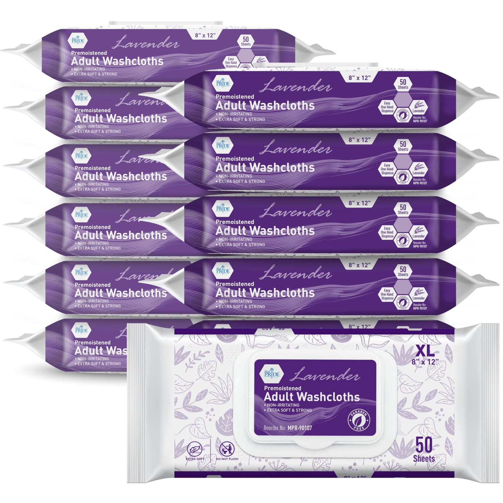MED PRIDE Premoistened Disposable Washcloths for Adults 8 X 12 in |... gallery