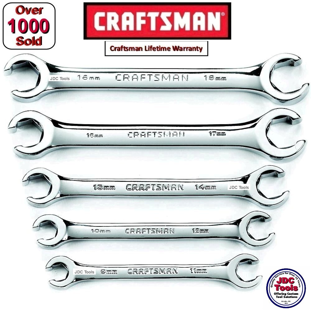 CRAFTSMAN 5 PC METRIC MM FLARE LINE NUT WRENCH SET (9mm to 18mm) gallery