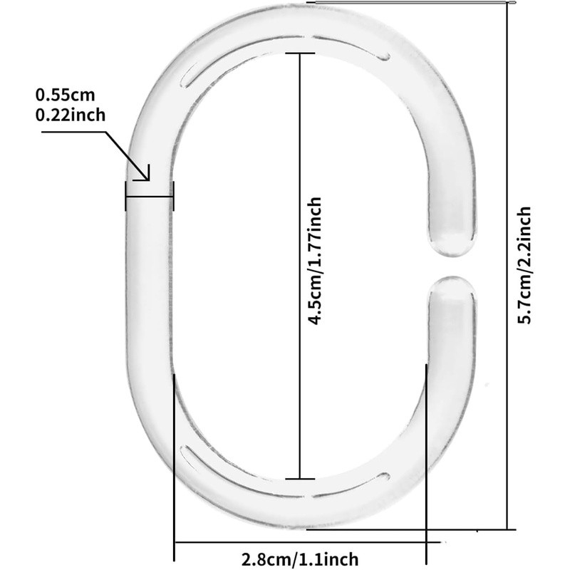 Clear Plastic Shower Curtain Ring Hooks Silicone C Shaped 24 Pack Easy Install gallery